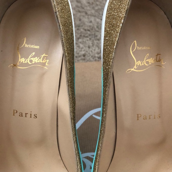 Tucsick Aqua, White, and Gold Louboutins - Picture 3 of 8